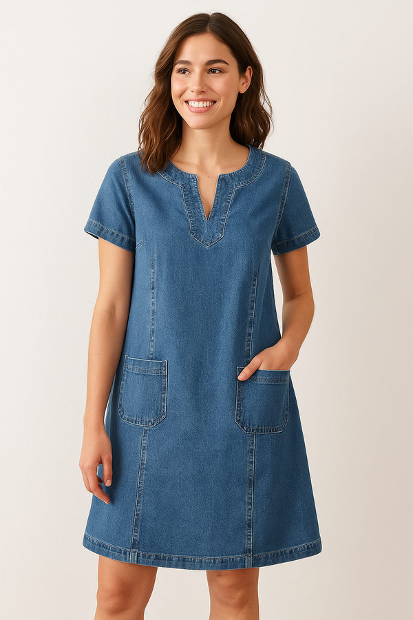 DENISE – Casual Denimjurk met Zakken